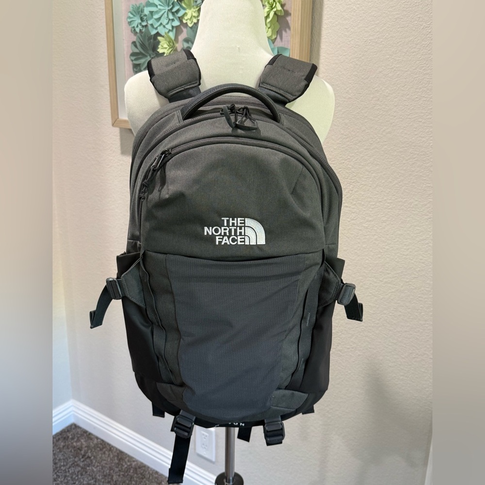 The North Face Gray and Black Laptop Backpack with Padded Straps